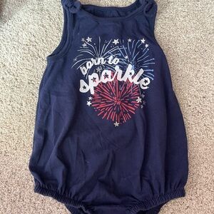 Navy Blue Baby Romper with Firework Design born to sparkle 12 M